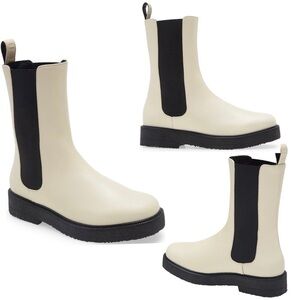 NWT Staud Palamino Elastic Gore Insets Chelsea Boots Ivory Size 8M